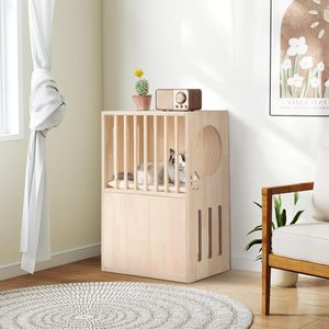 Bienbee Gine Domuzu Sığınağı, Küçük Hayvanlar ve Tavşanlar için Yumuşak Minderli Büyük Ahşap Gine Domuzu Evi - Product Image 1