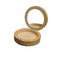 Miroir compact rond en bambou avec fermeture magnétique, miroir de poche pliable portable pour les voyages, miroir de maquillage en bois naturel