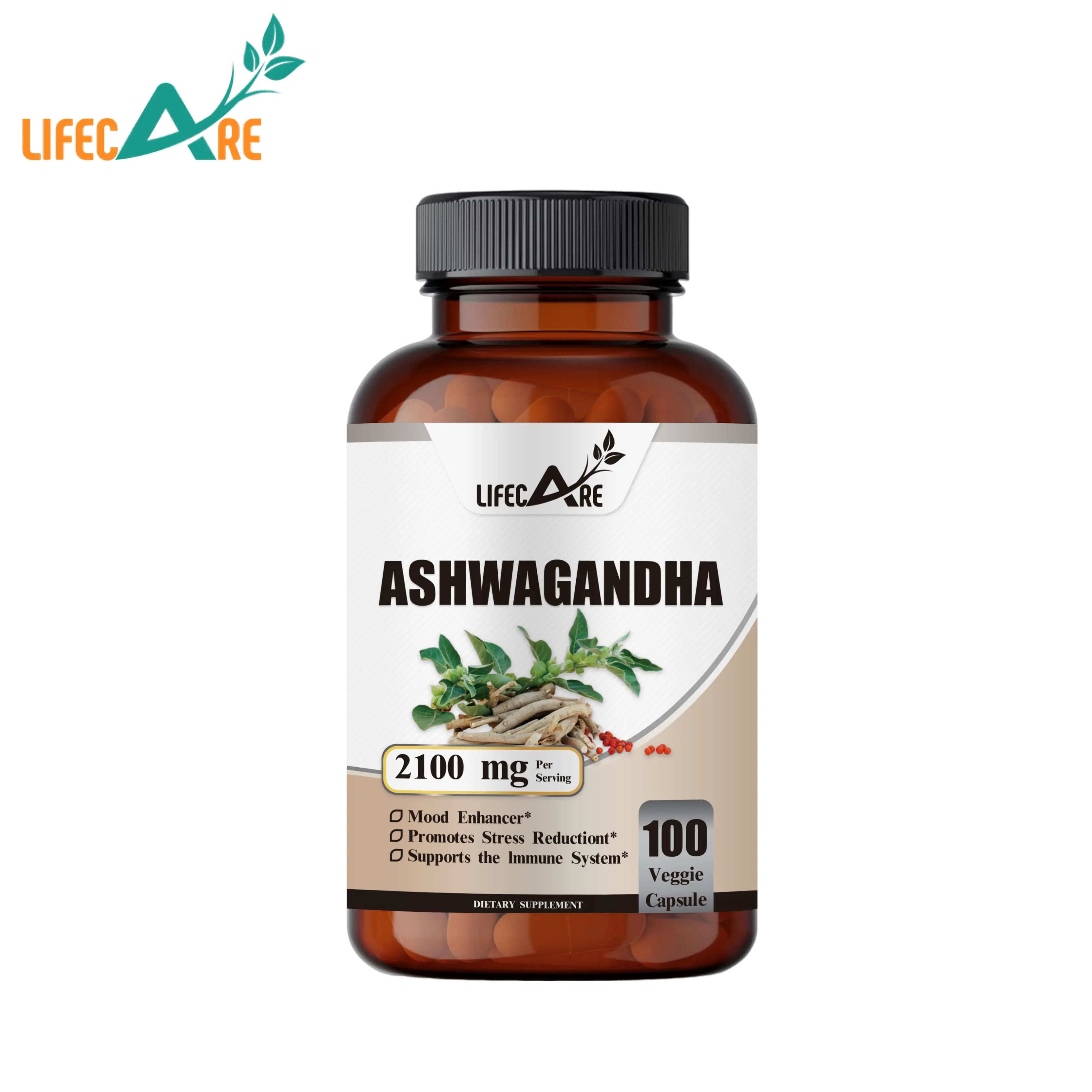 Lifecare Cung cấp Ashwagandha chiết xuất từ rễ Hữu Cơ Ashwagandha viên nang