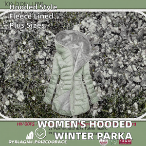 Parka Larga de Invierno para Mujer, Gruesa y Cálida, con Capucha, Tallas Grandes, Diseño Estampado, Forro Polar, Chaqueta Acolchada con Cierre de Cremallera - Product Image 2