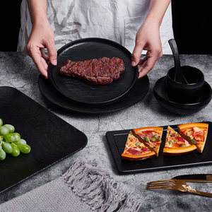 Vente en Gros Assiettes Carrées Extra Larges en Mélamine <span class=keywords><strong>Noire</strong></span>, <span class=keywords><strong>Assiette</strong></span> de Dîner et <span class=keywords><strong>Assiette</strong></span> à Soupe - Product Image 1