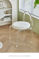 Tabouret de restaurant de style nordique, table à langer simple, thème princesse en cristal, chaise de salle à manger en acrylique transparent avec coussin