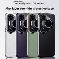 Coque rigide originale pour HUAWEI PURA 80 PRO PURA80Ultra protection d'objectif de luxe en cuir naturel plaqué antichoc coque arrière de téléphone