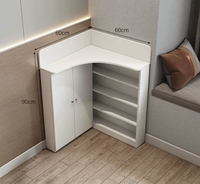 Bureau de maquillage d'angle ultra-fin de 18 cm, petite table de maquillage murale intégrée moderne et minimaliste pour chambre à coucher.