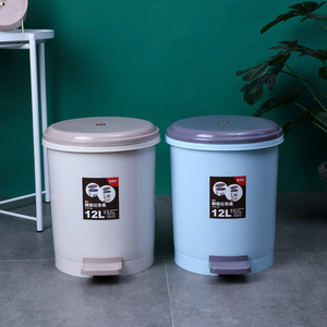 Poubelle à commande au pied 12L avec couvercle pour salle de bain, cuisine, usage intérieur, design cylindrique - Product Image 1
