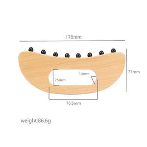 Massaggiatore Portatile per Tutto il Corpo in Cristallo Blu Sodalite e Ossidiana Nera con 8 Nodi Gua Sha e Manico in Legno di Faggio Certificato CE - Product Image 4