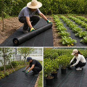 Toile géotextile en PP tissé durable, écologique, résistante aux déchirures, anti-mauvaises herbes, pour aménagement paysager et couverture de sol de jardin - Product Image 4