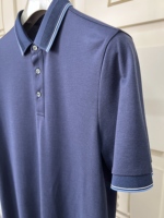 Polo de luxe pour hommes T-shirt en coton à rayures contrastées avec col et poignets pour hommes
