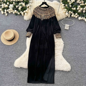 Vestido de Otoño e Invierno para Mujer, <span class=keywords><strong>Talla</strong></span> Grande, Nuevo, de Terciopelo, Elegante, Estilo Francés - Product Image 3