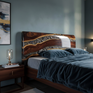 Cabecera de Cama de Madera Maciza y Resina Epoxi Hecha a Mano SACK |   Muebles de Dormitorio Modernos de Lujo, Color Personalizado, Técnica de Curado por Calor - Product Image 3