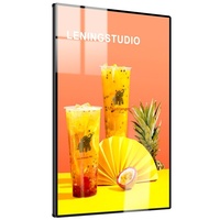 Boîte à lumière ultra-fine personnalisée avec panneau en verre trempé, éclairage LED mural multifonctionnel pour les magasins de thé au lait