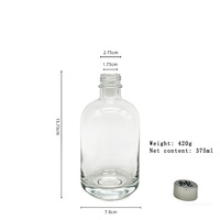 Botella de Vidrio Redonda de Lujo de 375 ml con Tapa de Rosca, Color Personalizado, para Whisky, Brandy, Ginebra, Vodka, Tequila