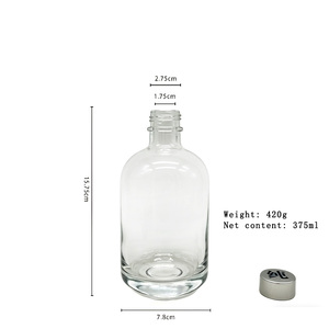 Bouteille en verre ronde de luxe de 375 ml avec bouchon à vis, couleur personnalisée, pour whisky, brandy, gin, vodka, <span class=keywords><strong>tequila</strong></span> - Product Image 4
