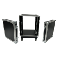 Rak Amplifier OEM 12U, Road Case Beroda, Flight Case yang Dapat Disatukan, Pintu Depan/Belakang, Aksesoris Seng Biru, Dilengkapi Spinner, Berperingkat IP67