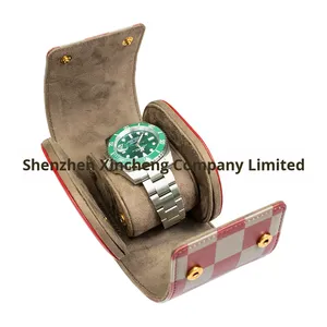 Custodia Portatile di Alta Qualità per Orologi in Pelle Rotonda con Design Ecologico, Personalizzabile, Antipolvere e Antiurto - Product Image 2