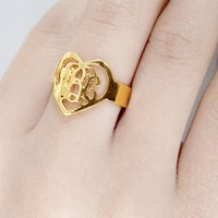 Bagues personnalisées en forme de cœur pour femmes, plaquées or rose 18 carats, en laiton, tendance, pour mariage, fiançailles, cadeau pour hommes et femmes