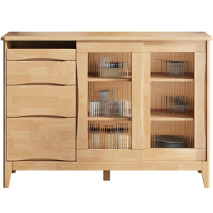 Nordic Solid Wood <b>Sideboard</b> 80Cm <b>Storage</b> Cabinet Kitchen Living Room Oak Tea Cabinet - Product Image 4