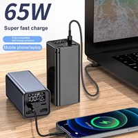 Batterie externe portable personnalisée PD65W 100W haute capacité 20000mAh pour ordinateur portable et téléphone, charge rapide, batterie Li-polymère, alliage d'aluminium