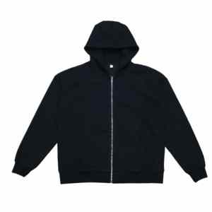 Sudadera con Capucha y Cierre para Hombre, Color Negro, Corte Regular, Felpa de Algodón, Color Sólido, Estilo Casual para Otoño, Logotipo con Estampado Frontal - Product Image 2