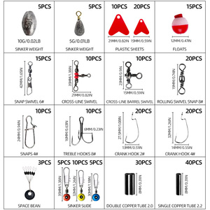 Juego de 264 Accesorios de Pesca con Caja de Aparejos, Incluye Alicates de Pesca, Anzuelos, Plomos, Emerillones, Broches y <span class=keywords><strong>Flotadores</strong></span> - Product Image 5