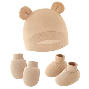 Ensemble de bonnet et de protège-mains pour bébé en laine imprimée pour l'automne et l'hiver, protection des oreilles, chaud, anti-rayures, mitaines, chaussons, bonnet et protège-mains pour bébé - Product Image 4