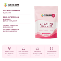 Lancement de la marque de bien-être en ligne aux États-Unis et en Europe pour les vendeurs e-commerce : Complément alimentaire en marque blanche OEM, Gommes de créatine 5g, 60 unités