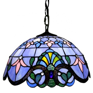 Lámpara Colgante Tiffany de Estilo Barroco Morado de 12 Pulgadas LongHuiJing - Product Image 1