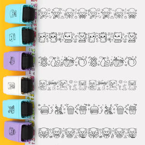 Sello <span class=keywords><strong>de</strong></span> Rodillo <span class=keywords><strong>de</strong></span> Dibujos Animados para Niños, Sello <span class=keywords><strong>de</strong></span> Patrones Continuos Multicolor, Herramienta <span class=keywords><strong>de</strong></span> Arte Creativa Autoentintable para Niños - Product Image 2