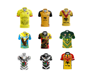 Maillot d'équipe de rugby PNG pour hommes, uniforme imprimé à manches courtes en polyester/spandex, respirant, haute qualité, personnalisable, été - Product Image 1