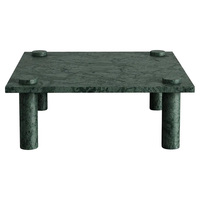 Table basse carrée moderne et minimaliste en marbre vert à quatre pieds, idéale pour la maison de rêve