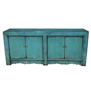 High quality antique furniture four door blue cabinet sideboard
