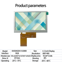 Harga Pabrik Modul LCD 4.3 Inch Layar TFT 800*480 40pin RGB Layar LCD Sudut Pandang Penuh