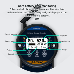 Testeur de batterie solaire numérique BW-MR23 WIFI 4G BT avec indicateur de capacité de la batterie, testeur de charge de la batterie, moniteur, indicateur, <span class=keywords><strong>module</strong></span> d'échantillonnage - Product Image 2
