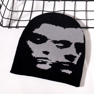 Bonnet Y2K personnalisé avec logo, motif visage abstrait, tricoté, doux et extensible, style streetwear gothique, <span class=keywords><strong>ski</strong></span>, rétro, urbain, pour l'hiver - Product Image 6