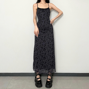 Robe Camisole Vintage à Imprimé Floral en Dentelle pour Femme, Transparente, Sexy, Dos Nu, Longue, Chic pour Soirée Estivale - Product Image 2