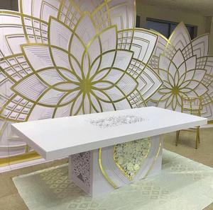 Pas cher Prix Blanc et Or PVC/Acier Inoxydable 3 Pièces Amovible Rosette de Mariage Toile de Fond et <span class=keywords><strong>Table</strong></span> - Product Image 5