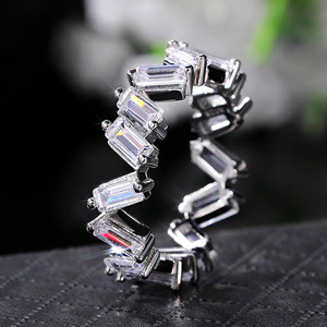 F769 Geometric Crystal <b>Bangle</b> <b>Bracelet</b> 925 Silver Channel Setting Women's Party Jewelry - Product Image 4