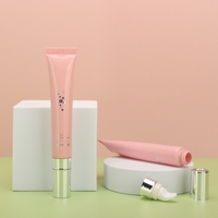 Tube cosmétique en plastique PE estampé à chaud pour crème contour des yeux et baume à lèvres 15g 25g 30g, emballage personnalisé avec tête de massage en céramique plaquée argent