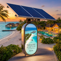 Boîte lumineuse solaire personnalisée pour extérieur, IP65, aluminium + film UV, panneau publicitaire LED, batterie 1000Wh, sans électricité, forme carrée, OEM accepté