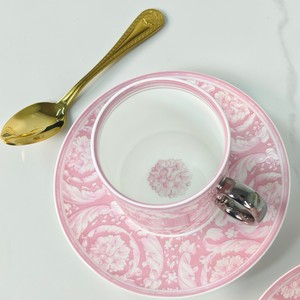 Ensemble tasse et soucoupe en céramique très prisé, en porcelaine fine avec technique de gravure, pour le thé de l'après-midi, mug de bureau, compatible lave-vaisselle et micro-ondes, idéal comme cadeau - Product Image 2