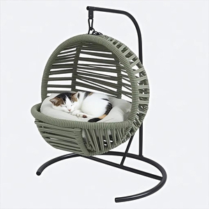 In corda intrecciata per la casa del gatto in Rattan tessuto nido per animali in Rattan con Design elevato sedia altalene per gatti da esterno impermeabile cesto appeso per animali domestici - Product Image 2
