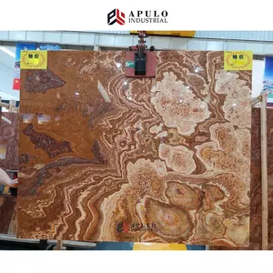Pabrik Langsung Alami Tiger Onyx Marmer Beige Marmol Batu Onyx Slab Afrika Selatan Jelas Coklat Onyxmarble Slab Penjualan Panas Di UEA