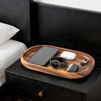 Plateau en bois OEM/ODM, plateau de service personnalisé, style moderne, plateau de service ovale en bois, plateau de rangement