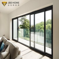 Porte coulissante en aluminium à rupture de pont thermique certifiée NFRC, double vitrage en verre trempé, étanche, insonorisée, noire, pour jardin