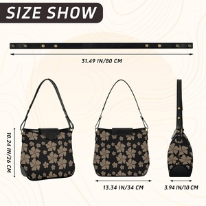 Sac à main pour femmes Aloha Hawaii Brown Flower College en cuir PU, imprimé personnalisé, grand sac à fermeture éclair, sac bandoulière, sac à épaule en cuir - Product Image 2