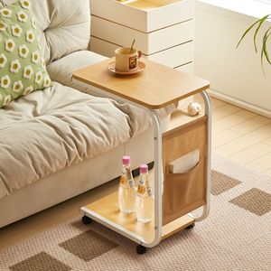 Mobile Trolley Storage Rack With Wheels Small Coffee Table For Living Room <b>Sofa</b> Bedroom Simple Design One Layer Shelf - Product Image 1