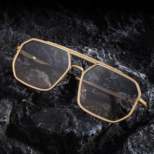 Polo Haus Lunettes de soleil pour hommes, monture carrée en métal, protection UV400, classe 2, pare-soleil, or mat, Full Tea C3 - Product Image 3