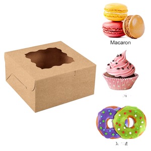6x6x3 inch Nâu bánh cookie hộp bánh nhỏ bao bì hộp Kraft Giấy Bánh hộp với cửa sổ - Product Image 5