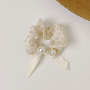 Yucat หูกระต่ายผ้าซาตินสำหรับผู้หญิง,อุปกรณ์เสริมยืดผมผูกโบว์ตาข่ายสีล้วนสไตล์เกาหลีปี2023New - Product Image 4