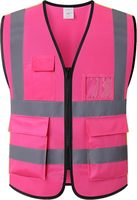 Gilets de sécurité réfléchissants personnalisés avec logo, poches et fermeture éclair, haute visibilité, en maille, pour hommes et femmes